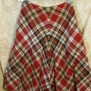 Red plaid A-line skirt